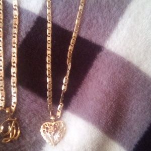10k heart necklace/14k D initial necklace both chains are 14k